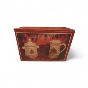 Pfaltzgraff Christmas Heritage Sugar & Creamer Set - White with Holiday Tree